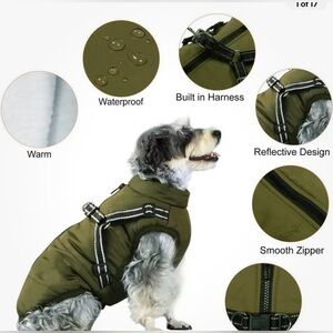 Dog Waterproof Vest Jacket Military Green Size Medium